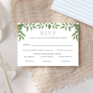 Blauwe Hydrangea Leaf Classic Wedding Reply RSVP Kaartje