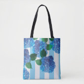 Blauwe hydrangea met Tas van Stripes (Voorkant)