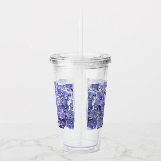 Blauwe hydrangea met witte rand Acryltumbler Acryl Drinkbeker (Rechts)