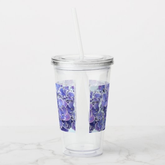 Blauwe hydrangea met witte rand Acryltumbler Acryl Drinkbeker (Links)