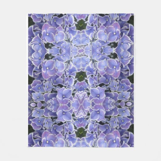 Blauwe hydrangea met witte rand rugleuning fleece deken (Voorkant)