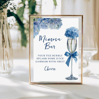 Blauwe Hydrangea Mimosa Bar Bruidsfeest Bord Fotoplaat