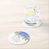 Blauwe Hydrangea Moderne  Bloemige Bruidsdouche Kartonnen Onderzetters (Insitu)