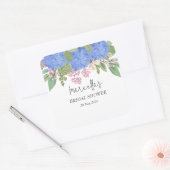 Blauwe Hydrangea Moderne  Bloemige Bruiloftsshower Vierkante Sticker (Envelop)