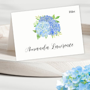 Blauwe Hydrangea Naam Maaltijdoptie Plaatskaarten Kaart