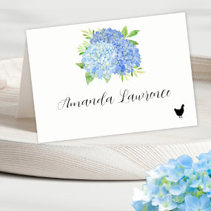 Blauwe Hydrangea Naam Pluimvee Maaltijd Optie Plaa Kaart
