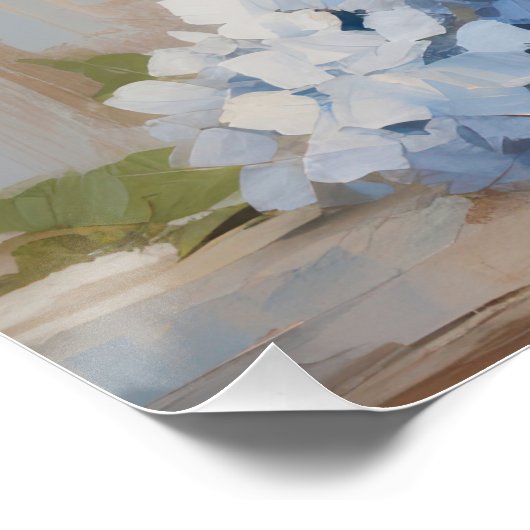 Blauwe Hydrangea olieverfschilderij Muurkunst Perfect Poster (Hoek)