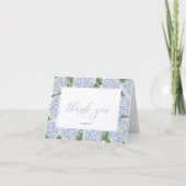 Blauwe Hydrangea omzoomd gepersonaliseerd script Bedankkaart (Voorkant)