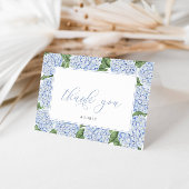 Blauwe Hydrangea omzoomd gepersonaliseerd script Bedankkaart