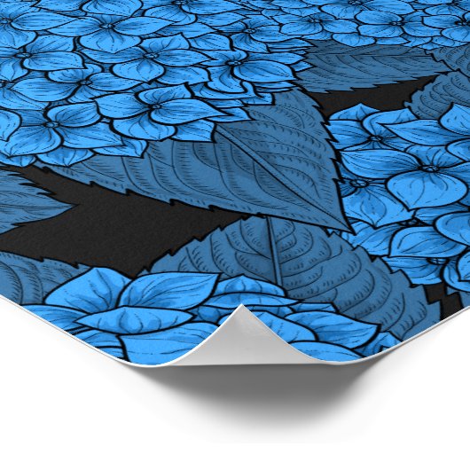 Blauwe hydrangea poster (Hoek)