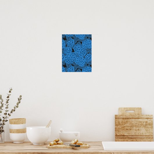 Blauwe hydrangea poster (Keuken)