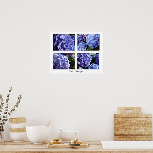 blauwe hydrangea poster (Keuken)