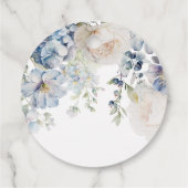 Blauwe Hydrangea & Roze Roze Bruiloft Favor Labels (Achterkant)