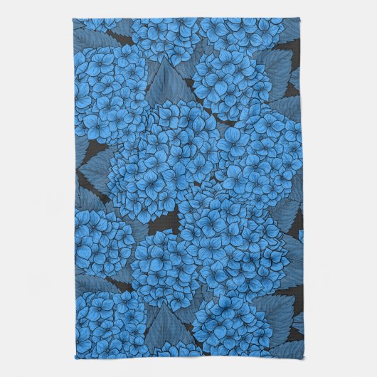 Blauwe hydrangea theedoek (Verticaal)