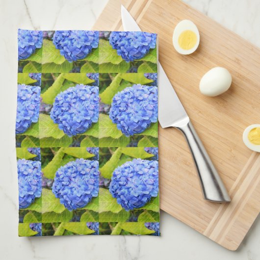 Blauwe hydrangea theedoek (Quarter Fold)