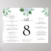 Blauwe Hydrangea Tri-Fold Bruiloft Menu Poster (Voorkant)