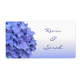 Blauwe Hydrangea trouwlabels Etiket
