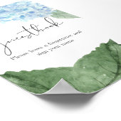 Blauwe Hydrangea vingerafdruk Gastenboek Teken Poster (Hoek)