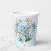 Blauwe Hydrangea Waterverf papieren bekers (Voorkant)