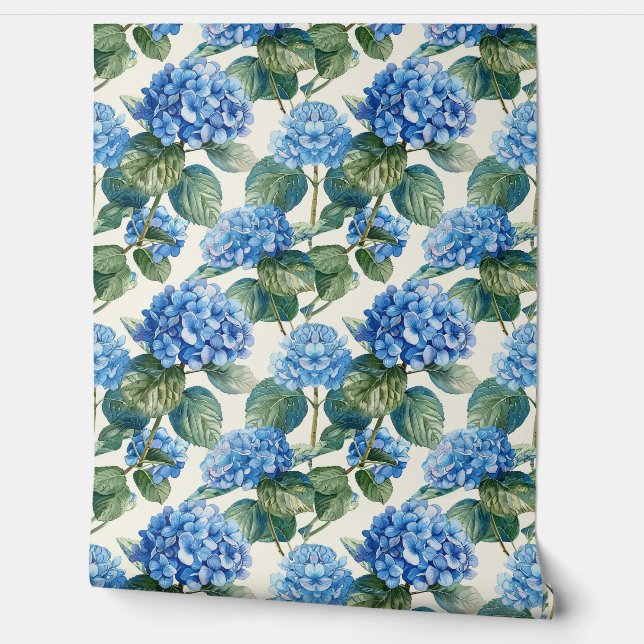 Blauwe Hydrangeas behang (Afrollen)