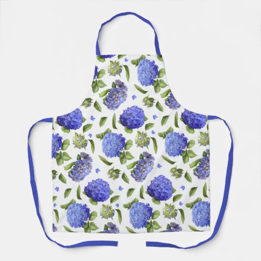 Blauwe Hydrangeas Bloemen Botanisch Schort (Voorkant)