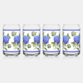 Blauwe Hydrangeas Bloemen Botanische Kunst Blikvorm Glas (Achterkant)