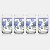 Blauwe Hydrangeas Bloemen Botanische Kunst Blikvorm Glas (Links)