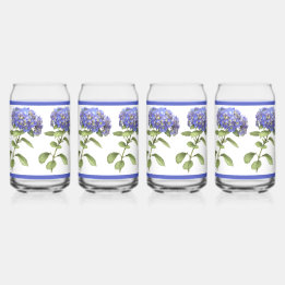 Blauwe Hydrangeas Bloemen Botanische Kunst Blikvorm Glas