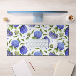 Blauwe Hydrangeas Bloemen Botanische Kunst Patroon Bureaumat