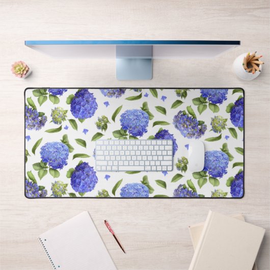 Blauwe Hydrangeas Bloemen Botanische Kunst Patroon Bureaumat (Kantoor 1)