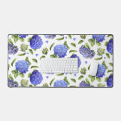 Blauwe Hydrangeas Bloemen Botanische Kunst Patroon Bureaumat (Keyboard & Muis)