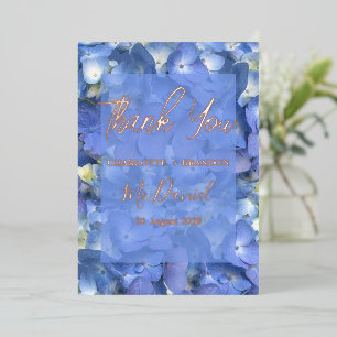 Blauwe Hydrangeas Bloemen Bruiloft Dank u Folie Uitnodiging