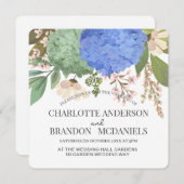 Blauwe Hydrangeas Bloemenbruiloft Kaart (Voorkant / Achterkant)