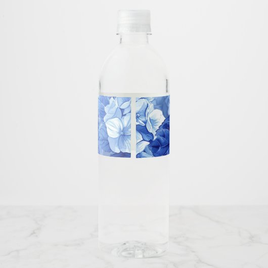 Blauwe Hydrangeas Bruiloft Water Fles Labels Waterfles Etiket (Achterkant)
