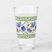 Blauwe Hydrangeas Fancy grens Glas (Voorkant)