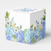 Blauwe Hydrangeas groen Bloemen cadeau bruiloft Bedankdoosjes (Voorkant Zijde)