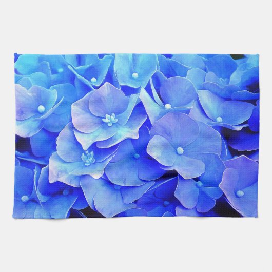 Blauwe Hydrangeas keukenhanddoek (Horizontaal)