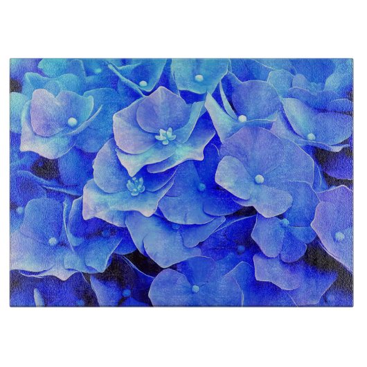 Blauwe Hydrangeas snijplank (Voorkant)