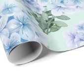 Blauwe hydrangebloemen cadeaupapier (Rol Hoek)