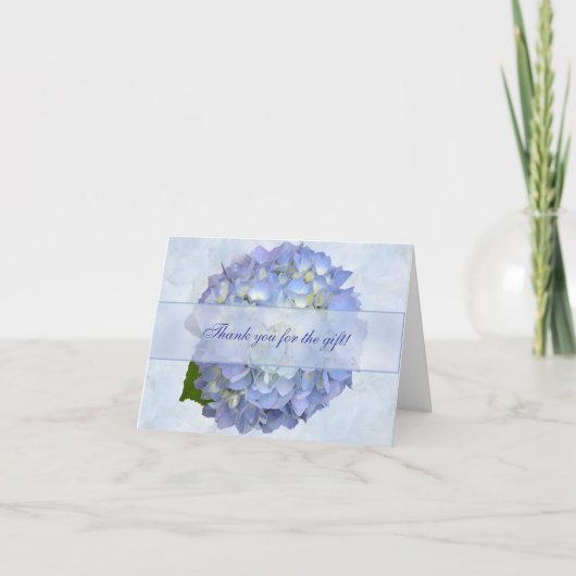 Blauwe hydrangeenventilator Blank Hartelijk dank K Bedankkaart (Voorkant)