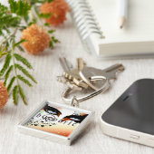 Blauwe hypnotische ogen verzinnen sleutelhanger (Zijkant)