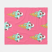 Blauwe ijsje met ogen. Roze achtergrond. Slijpen Fleece Deken (Voorkant (Horizontaal))