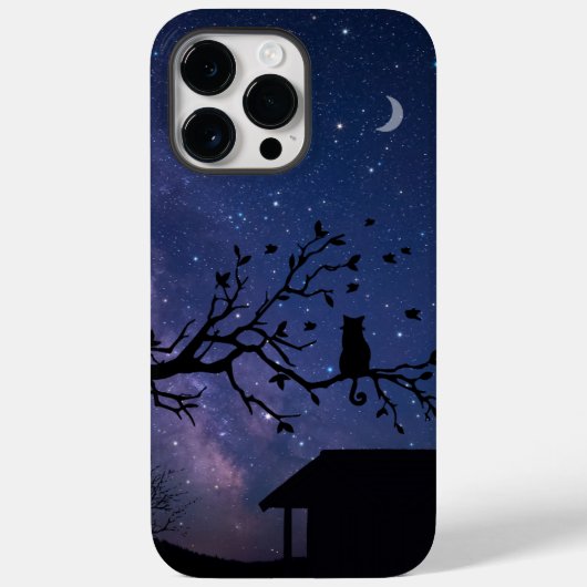 Blauwe illustratie nacht Case-Mate iPhone case (Achterkant)