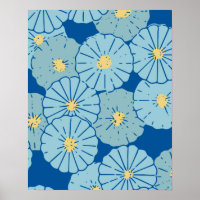 Blauwe illustratie van het Japanse Floral Patroon