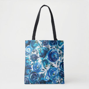 Blauwe Indigo Bloemen Bloemig Elegant Shabby Chic Draagtas