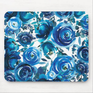 Blauwe Indigo Bloemen Bloemig Elegant Shabby Chic Muismat