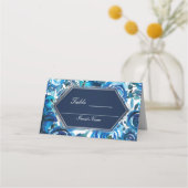 Blauwe Indigo Bloemen Trouwtafel Zitplaats (Achterkant)