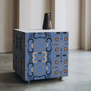 Blauwe Indische en Oranje Bohemen-etnische patrone Tissuepapier