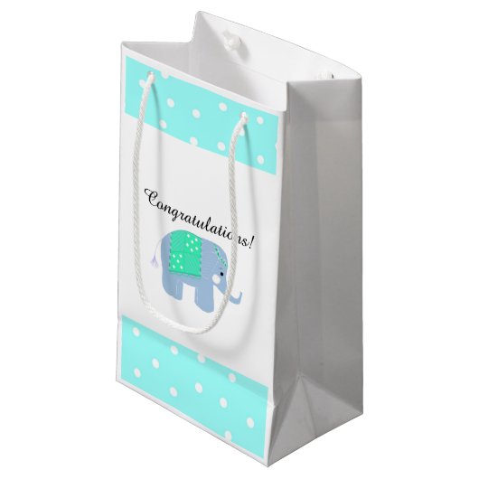 Blauwe Indische olifant Klein Cadeauzakje (Voorkant Gekanteld)