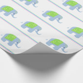 Blauwe Indische olifanten Cadeaupapier (Hoek)